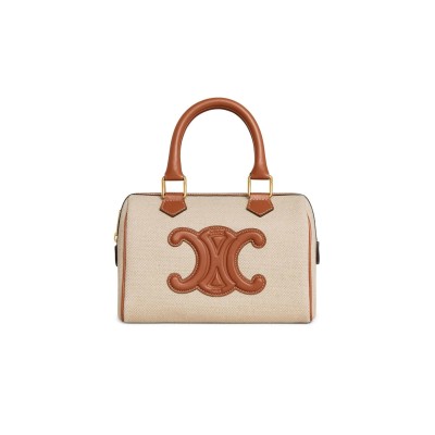 CELINE SMALL BOSTON CUIR TRIOMPHE IN TEXTILE AND CALFSKIN 113773DU3.05LU (20*14*10cm)